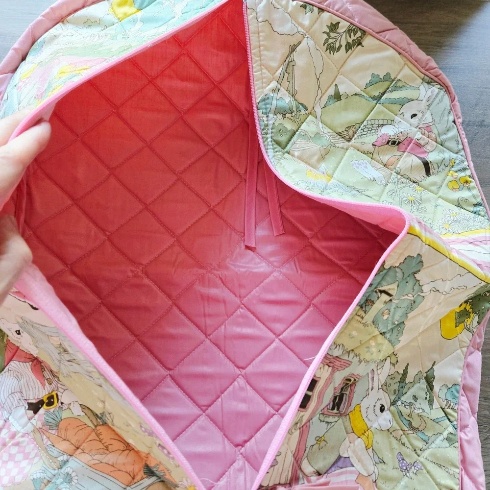 Vintage Quilted Bunny Storybook Garment Bag Peter Rabbit Style Nursery Storage